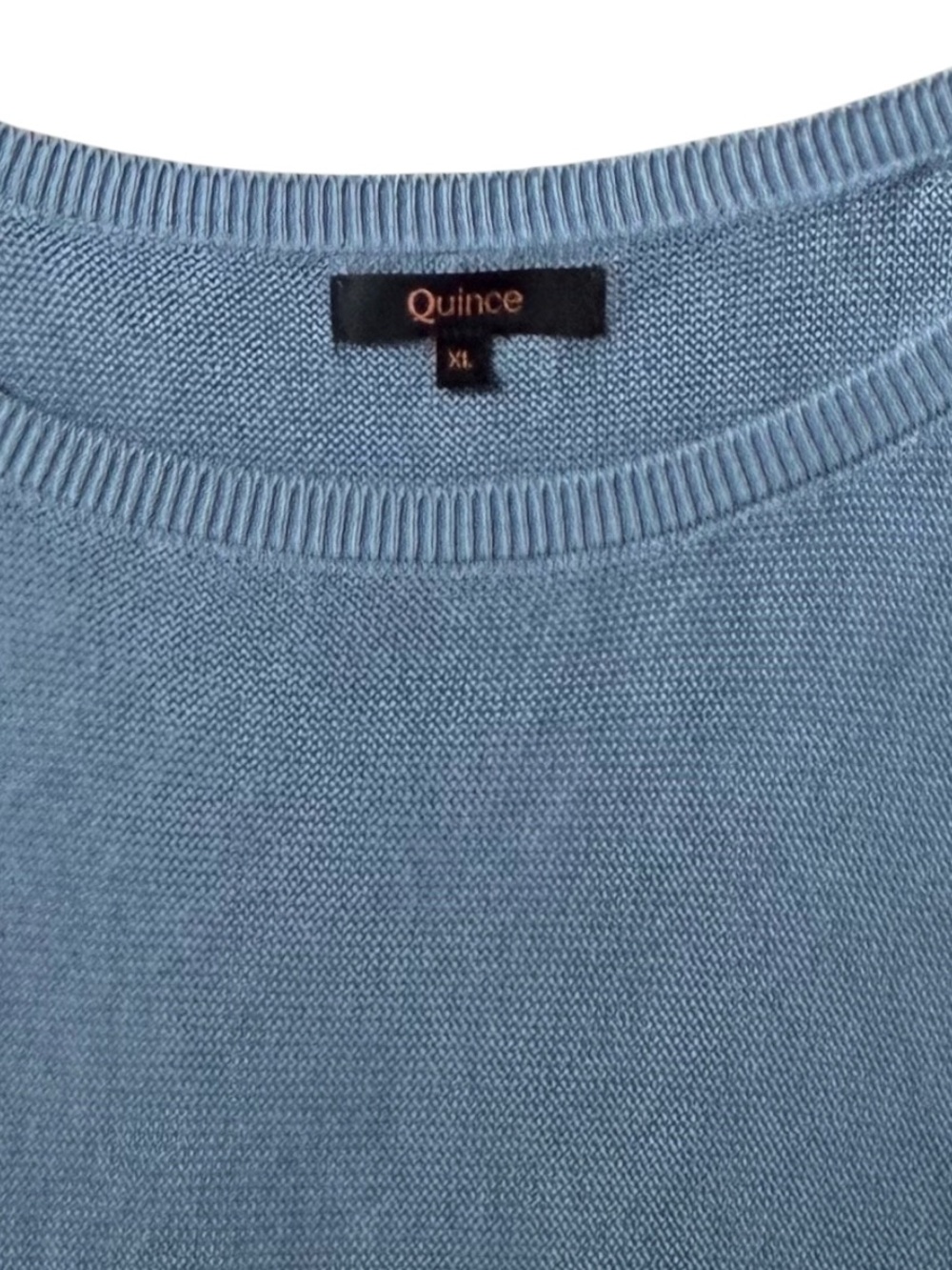 Quince Lightweight Cotton Cashmere Link Stitch Dolman Sweater in Blue Size XL - Picture 3 of 8